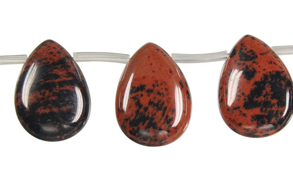 Mahogany Obsidian Flat Briolette Beads