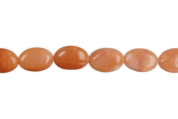 Peach Aventurine Flat Oval Beads