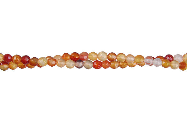 Red Agate Faceted Round Beads