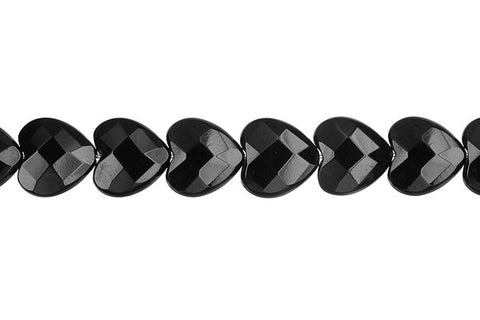 Black Onyx (AAA) Faceted Heart Beads