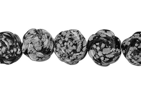 Snowflake Obsidian Carved Rose (Coin) Beads