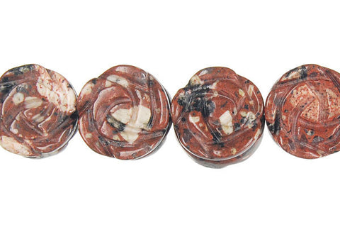 Mica Quartz Carved Rose (Coin) Beads