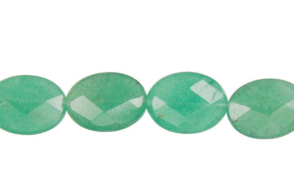 Green Aventurine Faceted Flat Oval Beads