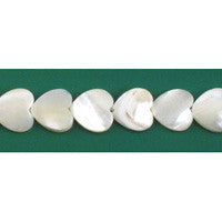 Shell (Silver MOP) Flat Heart Beads