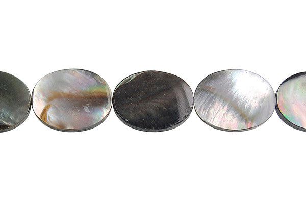 Shell (Black MOP) Flat Oval Beads