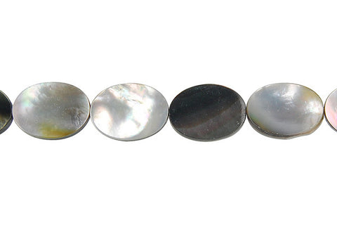 Shell (Black MOP) Flat Oval Beads