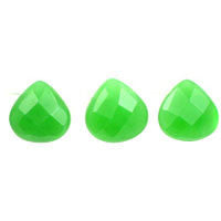 Green Jade Quartz Faceted Flat Heart Briolette