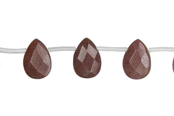 Chocolate Aventurine Faceted Flat Briolette Beads