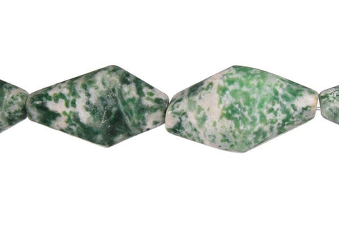 Green Spot Agate Diamond Nugget Beads