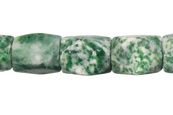 Green Spot Agate Faceted Nugget Beads