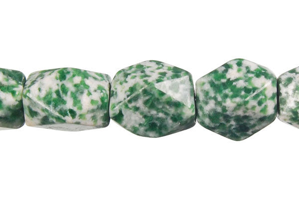 Green Spot Agate Faceted Nugget Beads