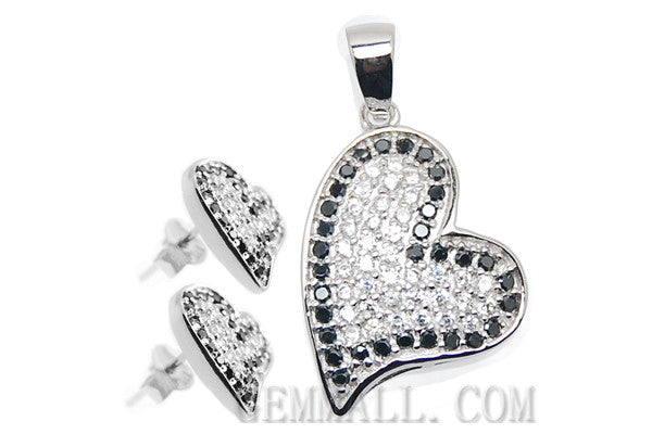 Sterling Silver CZ Paved Pendant with Earring Style (RHPE0026)
