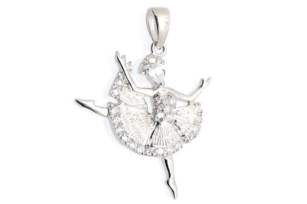 Sterling Silver CZ Paved Pendant Style (zy152), Dancing Girl