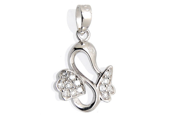 Sterling Silver CZ Paved Pendant Style (zy264), Swan