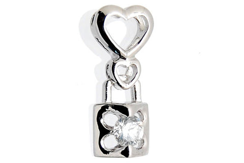 Sterling Silver CZ Paved Pendant Style (zy265), Heart Lock
