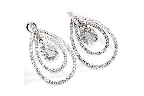 Sterling Silver CZ Paved Earrings Style (zy272)
