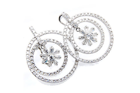 Sterling Silver CZ Paved Earrings Style (zy273)